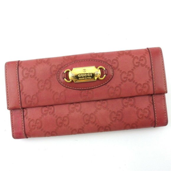 Gucci Long Wallet Gucci Shima Pink Leather Auth USED E1637 - Picture 1 of 9